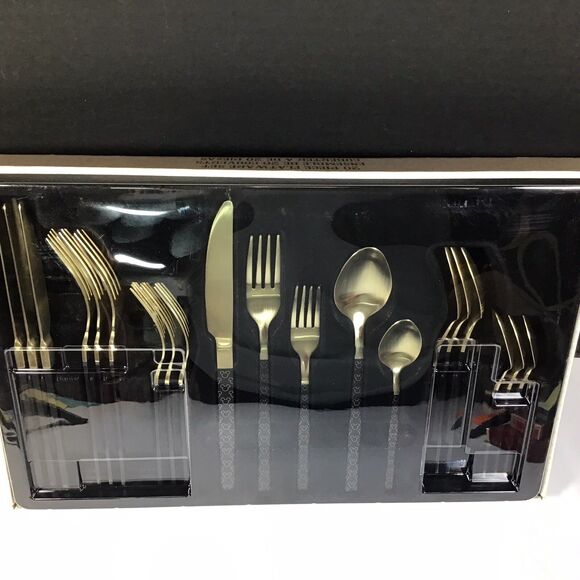 Disney Parks 50th Luxe Mickey Mouse Icon Black Gold Silverware Flatware 20 Piece - Picture 3 of 5